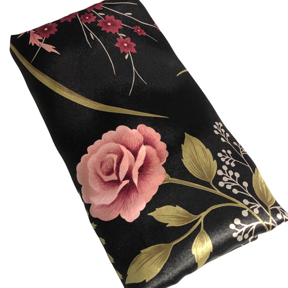 Vintage Colesce Couture Lingerie Robe Womens Size M Satin Roses Waist Tie Kimono - Picture 7 of 7